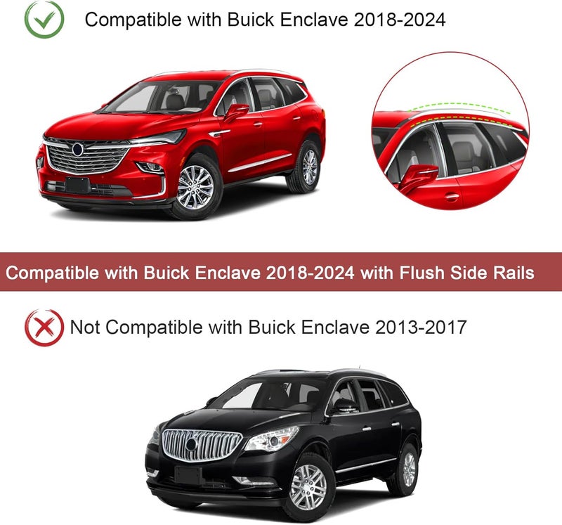 KINGGERI 260lbs Roof Rack Cross Bars Compatible with Buick Enclave 2018-2025 (with Flush Side Rails), Heavy Duty Aluminum Roof Rails Crossbars Luggage Cargo Carrier Rooftop Car SUV Black Accessories - Image 2